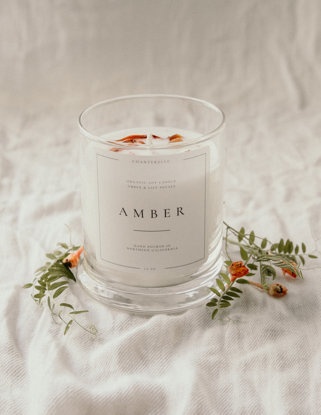 Amber With Dried Lily and Amber Organic Soy Candle 10 oz