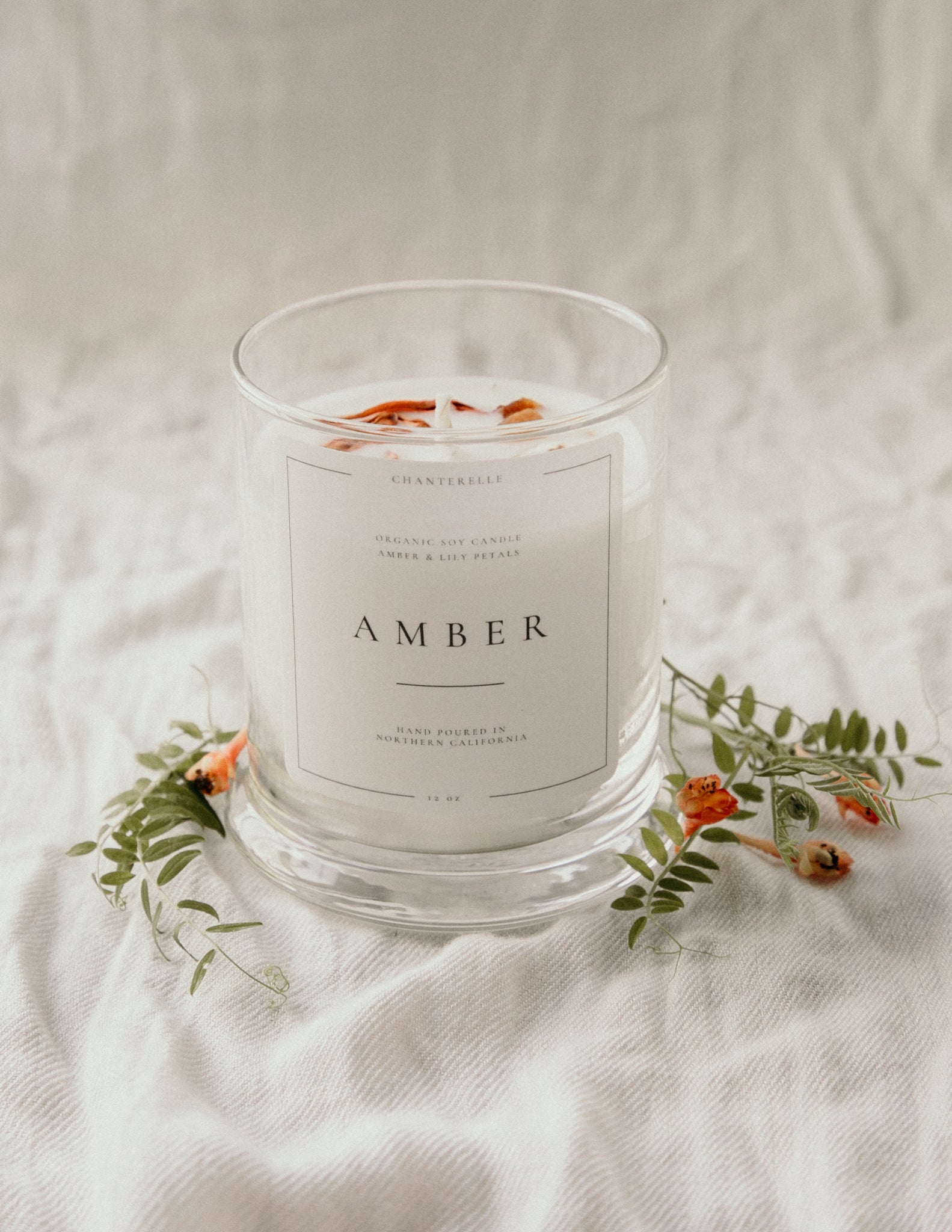 Amber With Dried Lily and Amber Organic Soy Candle 10 oz