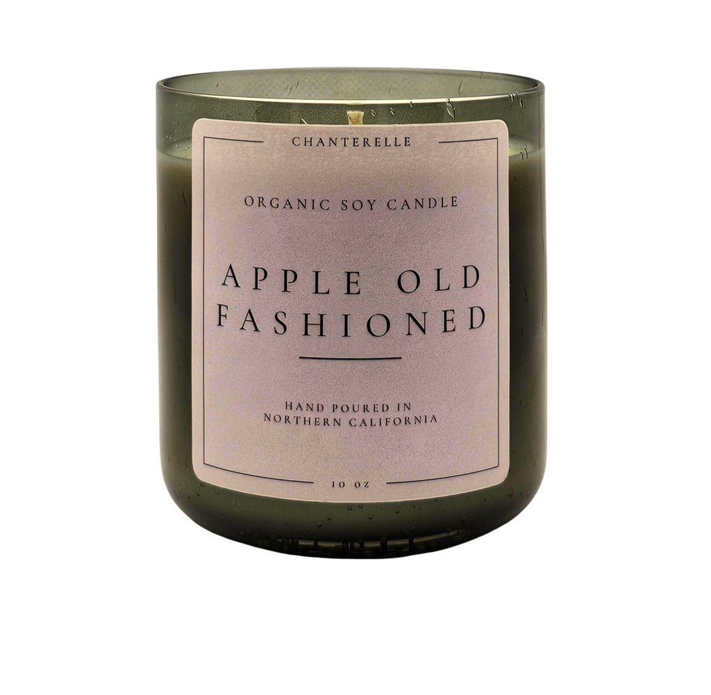 Candle with a label on a white background