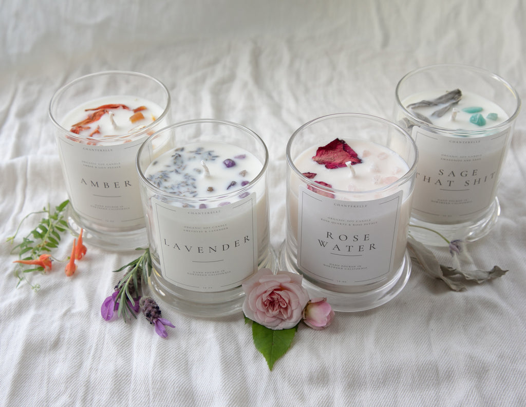 Lavender with Lavender and Amethyst Organic Soy Candle 10 oz
