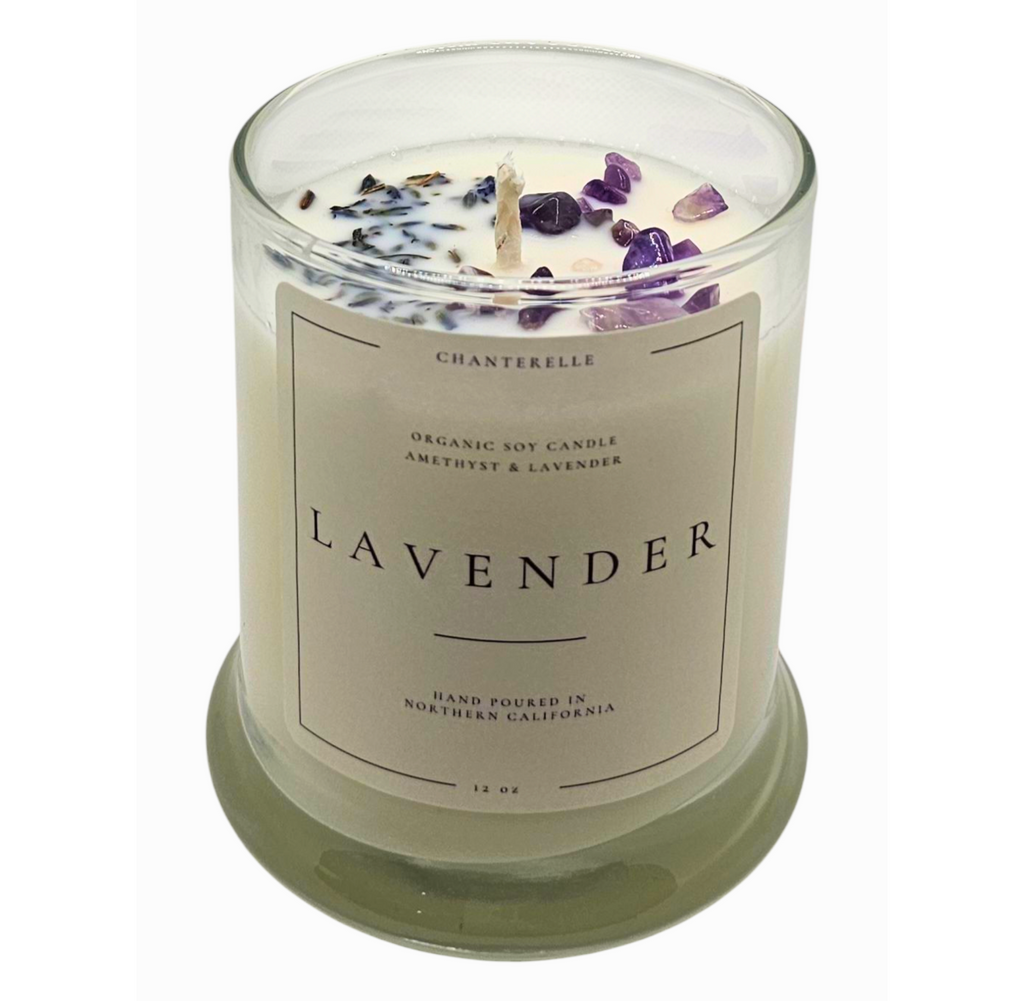 Lavender with Lavender and Amethyst Organic Soy Candle 10 oz