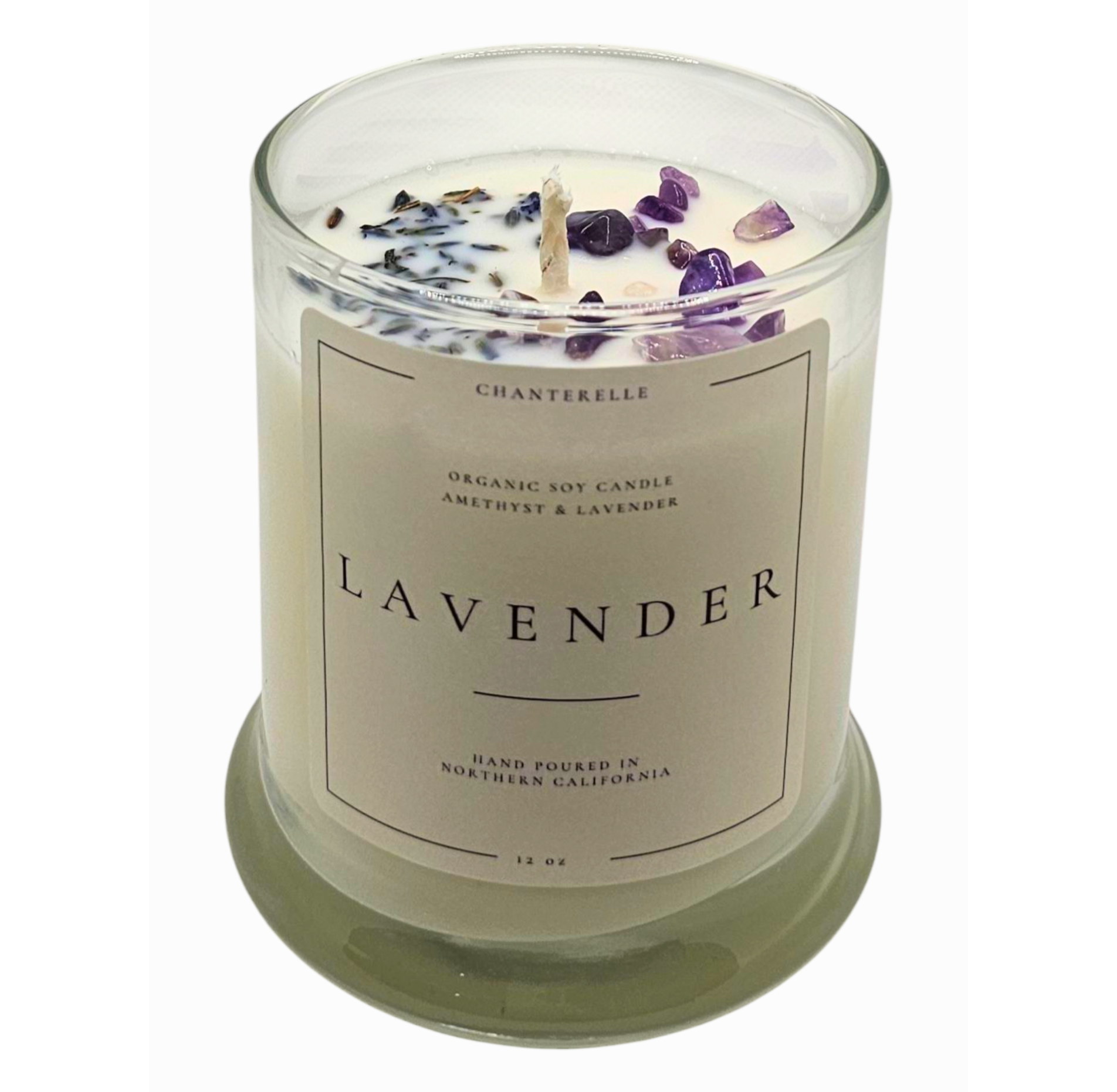 Lavender with Lavender and Amethyst Organic Soy Candle 10 oz