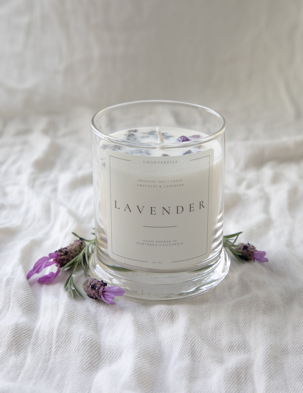 Lavender with Lavender and Amethyst Organic Soy Candle 10 oz