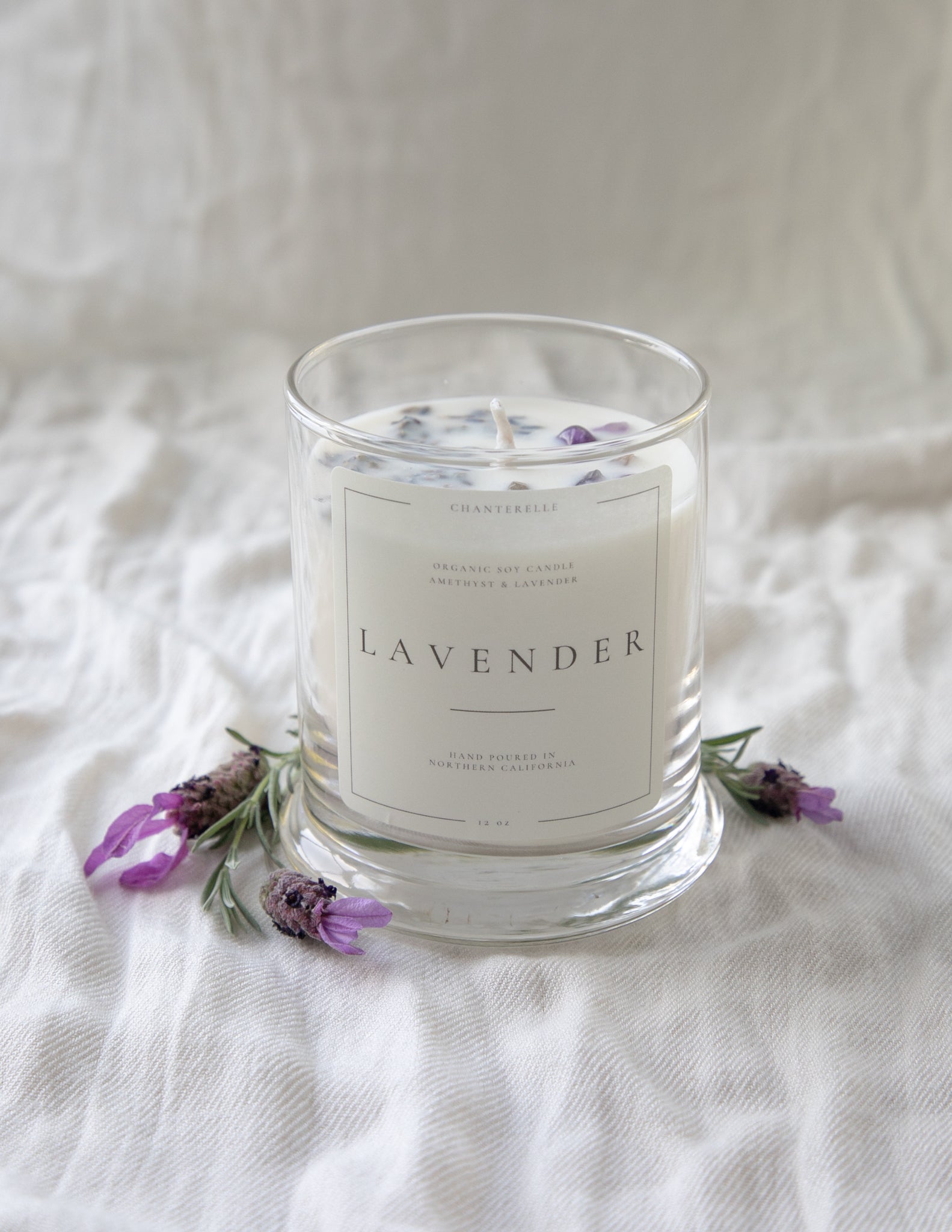 Lavender with Lavender and Amethyst Organic Soy Candle 10 oz