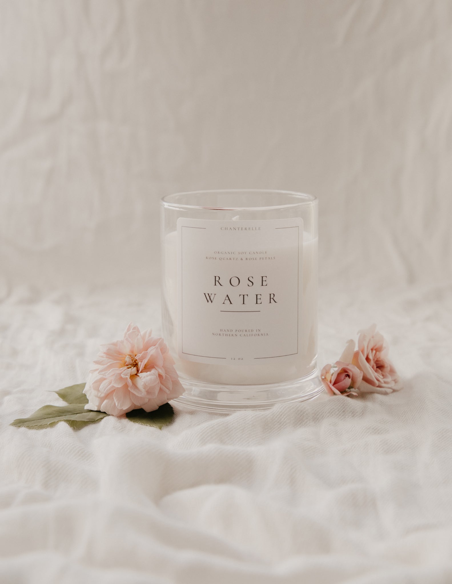 Rose Water with Rose & Rose Quartz Organic Soy Candle 10 oz